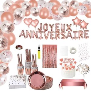 kit de décoration d'anniversaire rose gold
